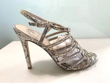 NEW PAPELL Women's Size 6 Snake LEATHER T Strap Sandal Heel Pump Sole Shoes
