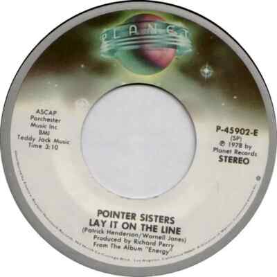 Pointer Sisters Happiness / Lay It On The Line Vinyl Single 7inch Planet Reco