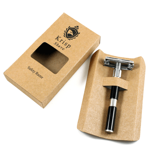 DOUBLE EDGE BUTTERFLY OPEN SAFETY RAZOR FOR MEN WOMEN + 10 SHAVING BLADES BLACK - Picture 3 of 5