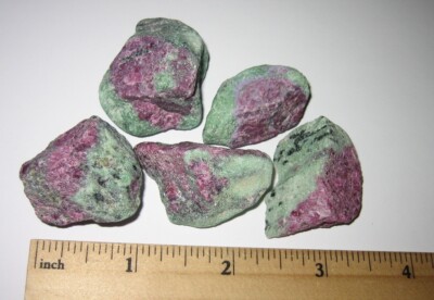 5 NATURAL ROUGH 1''-1.3'' RUBY & ZOISITE STONE MINERALS FROM AFRICA ~ 110.5g *1