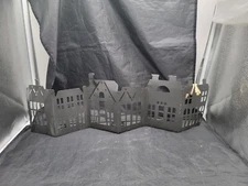 3 Tea-lite Candle Holder6  Row House-  Metal Pattern 22x7