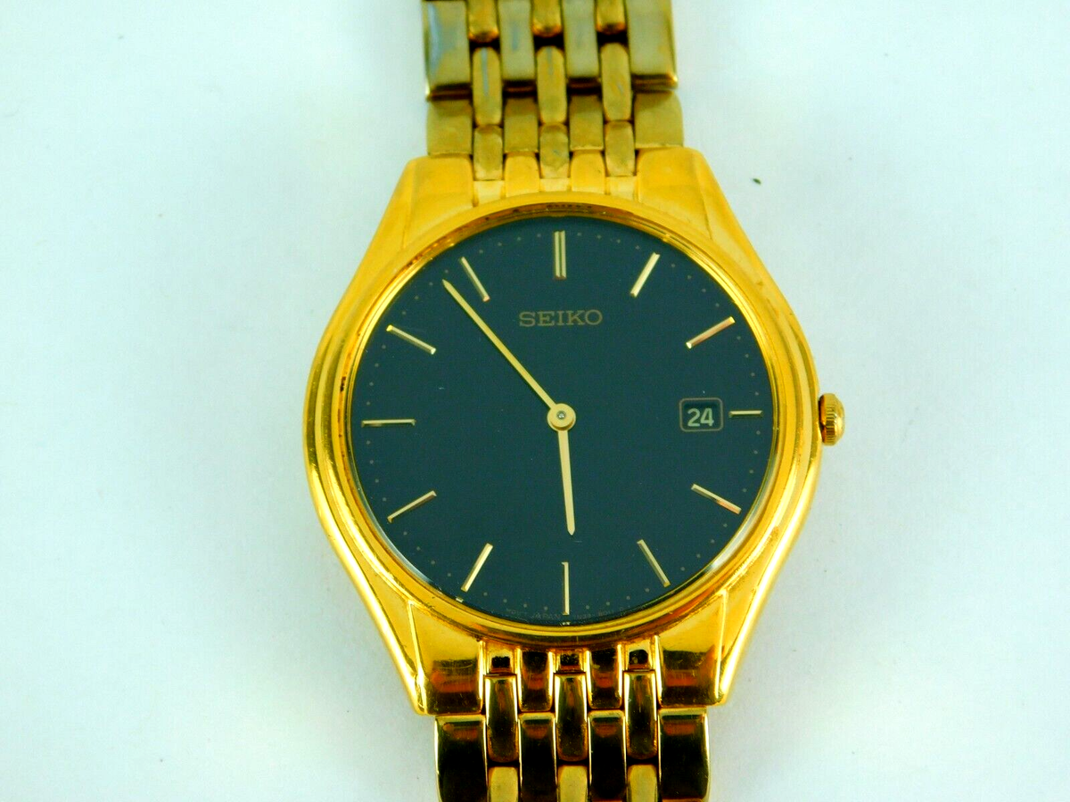 SEIKO 7N39-8009 BLACK DIAL QUARTZ JAPAN GP BRACELET MENS