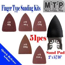 51 Sanding Paper Set Oscillating MultiTool Sanding Wood Work Quick release