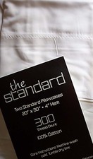 New Solid White Cotton Standard Size Pillow Cases 300 Thread Count NWT