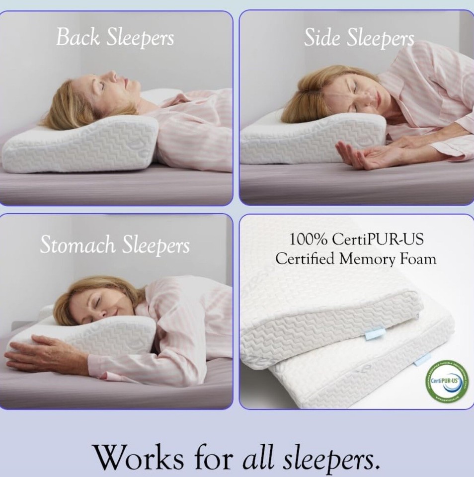 Dosaze Contoured Orthopedic Pillow Queen Size Neck Pain Relief Medium