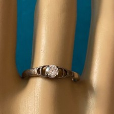 Vintage 925 Sterling Silver Slim CZ Band Ring Size 8.5