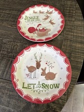 Ceramika Stodoła Dzieci Zestaw dwóch Vintage Talerze świąteczne Melamina