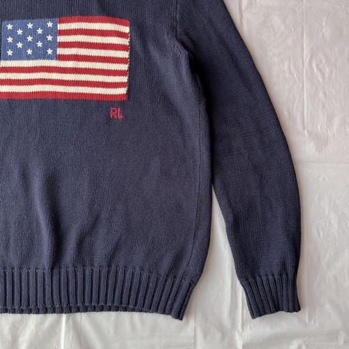 Polo Ralph Lauren American Flag USA Sweater Knit Made in USA Men's Size S USED - Picture 5 of 11