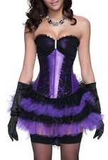 PinUp Satin Corsage + Tutu Rock lila schwarz Show Halloween Silvester Kostüm NEU