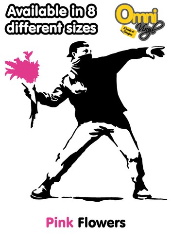 BANKSY Blumenwerfer Vinyl Transfer Aufkleber Auto Wand Laptop Fenster Fahrrad - Bild 7 von 20