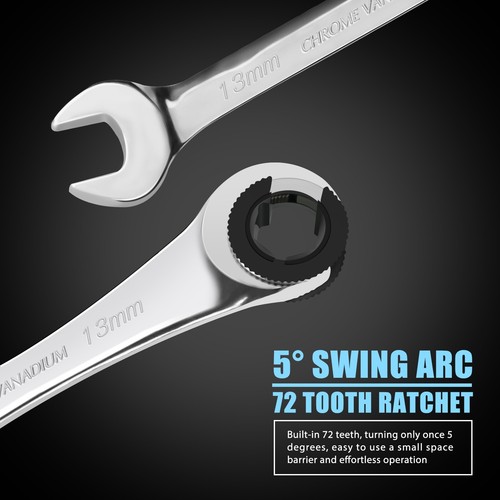 LOSCHEN Metric Ratcheting Wrench Combination Wrench Set -12pcs/set 8-19mm - Picture 4 of 7