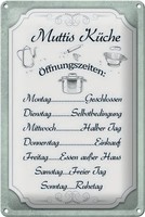 Schild Blech 20X30Cm - Made In Germany - Spruch Muttis KüChe ÖFfnungszeiten Meta