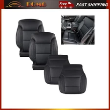 For 15-19 Silverado 1500 2500 Driver Passenger Bottom Top Leather Seat Cover Blk