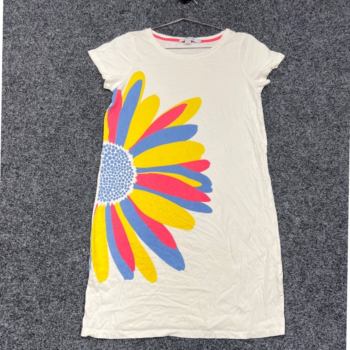 boden t shirt dress Boden T-Shirt Dress Women 6R White Floral Daisy Graphic Modal Cotton Casual  Mini