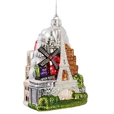 Kurt Adler Glass Paris City Christmas Tree Ornament, 5"