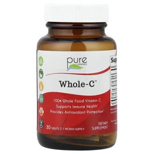 Pure Essence Whole C Whole Food Vitamin C 30 Tablets Dairy-Free, Gluten-Free, No