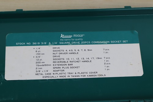 VTG Kamasa Tools 3619 3/8 & 1/4 Square Drive 20 Piece Combination Socket Set VGC - Picture 2 of 11