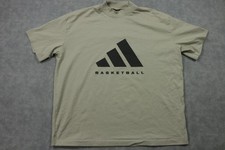 Adidas Shirt Mens L Beige Basketball Mock Nec...