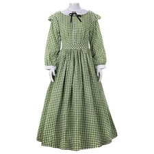 Women's Civil War Gingham Dress Victorian Southern Belle Costume Ball Gown