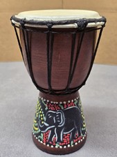 Djembe Tamburo Bongo Dipinto a Mano a Punti Elefante Tribale