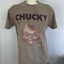 Chucky Child’s Play Horror Movie T-Shirt Small Brown Distressed Graphic Tee 40in