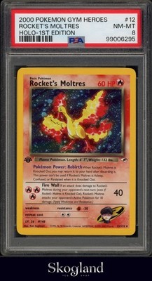 2000 POKEMON GYM HEROES ROCKETS MOLTRES HOLO 1ST EDITION #12 PSA 8 NM-MT