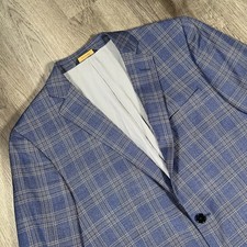 Brooks Brothers Suit Jacket Mens 42R Blue Plaid Explorer Regent Fit Stretch Wool
