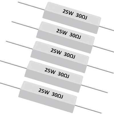 5Pcs 25W 30Ohm Ceramic Cement Resistors ±5% Power Resistors