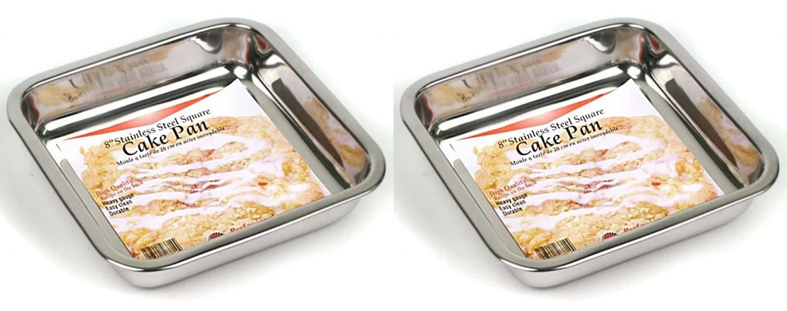 Norpro Stainless Steel Square Cake Pan w/ Mirror Finish, 7 ½ Inches (2-Pack)