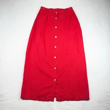 Vintage Great Northwest Clothing Co Red Button Up Midi Skirt Size 6