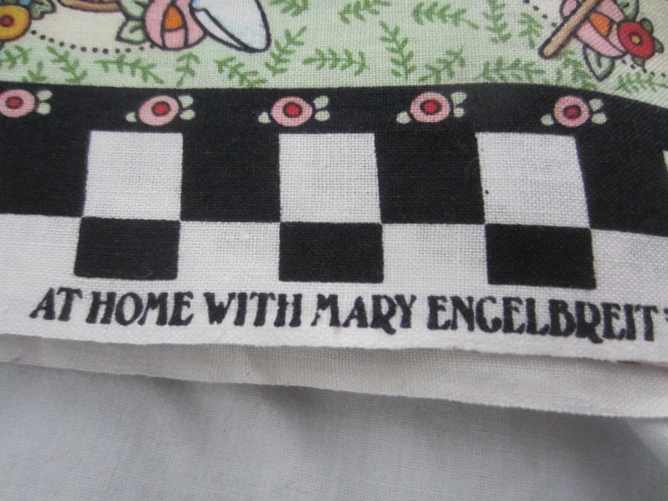 Sombreros Mary Engelbreit vintage de tela de algodón de 8 paneles casa de pájaros teteras 1994 EE. UU. Foto 3 de 4