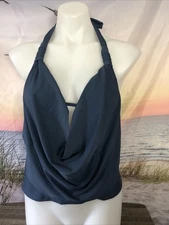 NWT Cupshe  One Pieces Tankini Top Size large Powder  Blue Halter