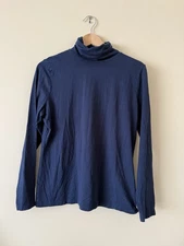 Lands’ End Shaped Fit Navy Blue Turtleneck Women's Top Petite Large