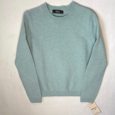 MNG Selection Crewneck Robins Egg Blue Wool Pullover Sweater Women s Size Large