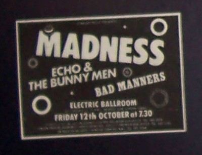 Madness One Step Beyond Echo & The Bunnymen 1st Singe Era 1979 Mini Concert Ad