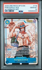 2025 ONE PIECE OP13-CARRYING ON HIS WILL ALTERNATE ART PORTGAS D. ACE PSA 10