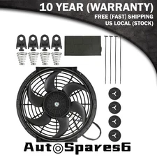 10" Universal Push Pull Electric Radiator Cooling Fan12V 80W Mounting Kit