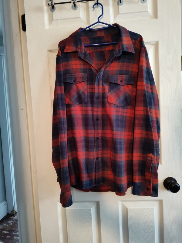 Men's XL United By Blue Flannel Long Sleeve Shirt Plaid Red Blue Button Down EUC
