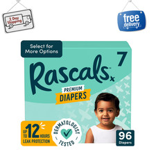 Rascal Premium Diapers, Size 7 37-50 lbs , 96Count, Ultra-Absorbent, Leak-Proof