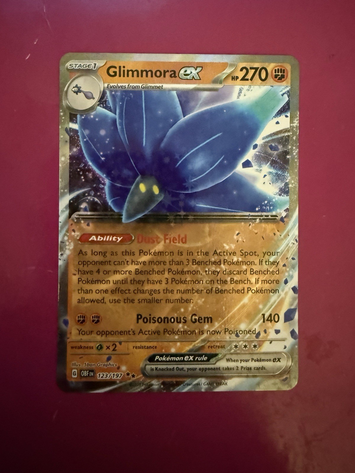 Glimmora EX 123/197 Full Art NM/M Obsidian Flames Pokemon Card