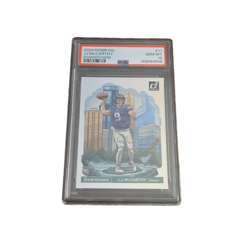 Donruss 2024 Downtown! J.J. McCarthy Rookie #11 Vikings PSA 10