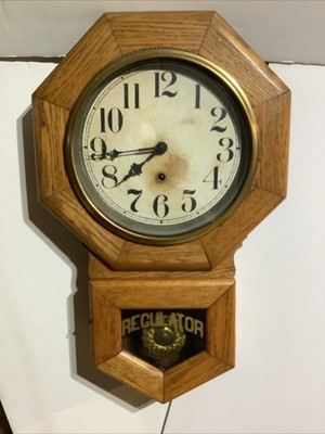 Antique Sessions Regulator Clock    OFFICE   - Working