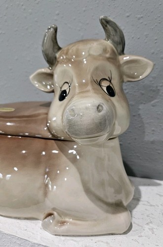 Vintage Brown Cow Cookie Jar Otagiri Japan Ceramic Farmhouse Rare - Picture 2 of 13