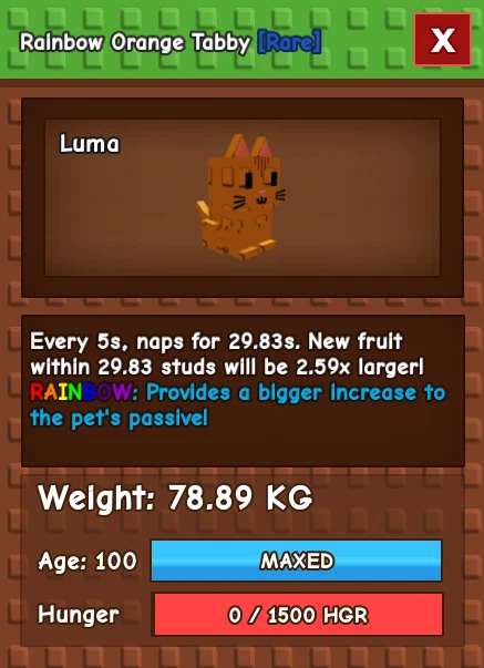 🐱 Huge Rainbow Tabby Cat - 5 Seconds Cooldown 🍅 Roblox Grow A Garden 👨‍🌾