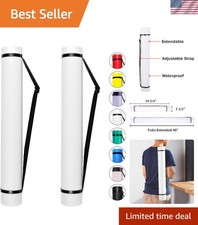 2-Pack Expandable Poster Tube with Strap - White Storage Tubes 24.75" to 40" ...