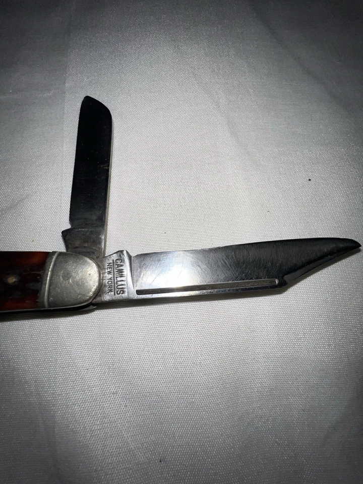 Navaja de Bolsillo Plegable Vintage Camillus 3 Hojas Nueva York, EE. UU. MANGO DAÑADO Foto 2 de 4