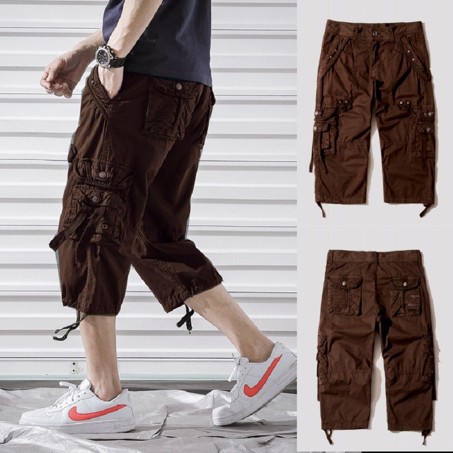 パンツ EL LAB. CARGO POCKET SHORTS MENS NEW CARGO LONG WALK SHORTS 8 POCKET BELOW KNEE CASUAL PANTS