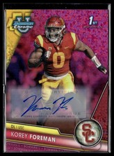 2023 Bowman University Chrome #190 Korey Foreman Auto Fuschia Mini-Diamond #/150