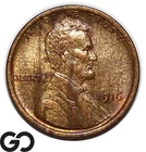 1916 Lincoln Cent Wheat Penny, Woodgrain Gem