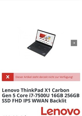 Lenovo Laptop | Intel i7-7500U | 16GB RAM | 240GB SSD | x1 carbon Gen 5 